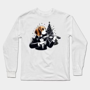 Beagle Playing Violin Christmas Long Sleeve T-Shirt